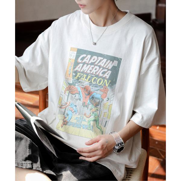 tシャツ 「neos」MARVEL マーベル ルーズシルエット スパイダーマン キャプテンアメリカ ...