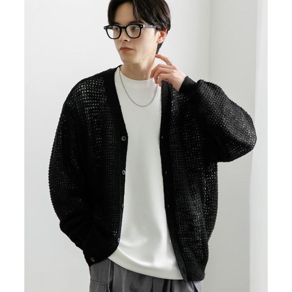 カーディガン 「ユニセックス」「洗濯可」シアーVネックカーディガン メンズ