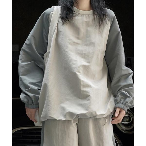 bicolor raglan sleeve oversize pullover レディース