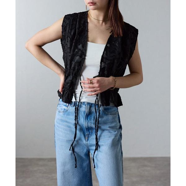 ベスト ジレ シャーリング　ジレブラウス レディース