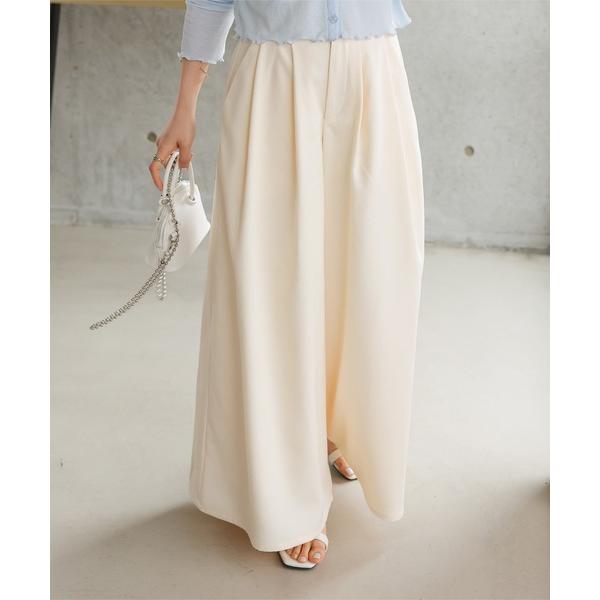 パンツ 「 低身長向けサイズ 」 ワイドフレアパンツ レディース