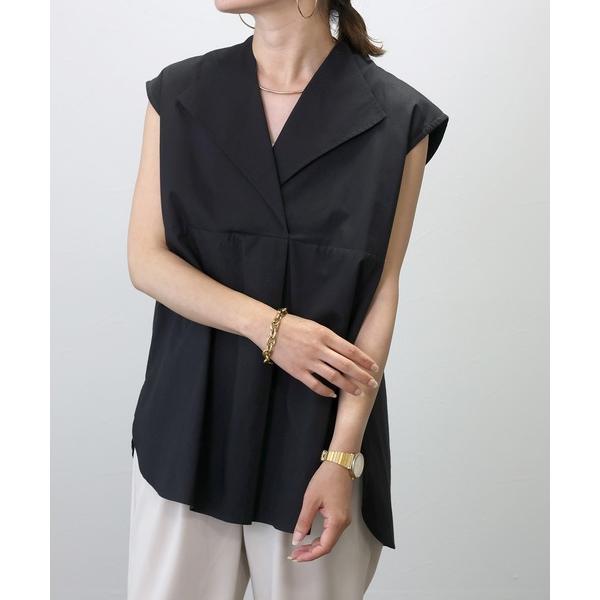 ブラウス シャツ コットンポプリンオープンカラーフレンチブラウス レディース