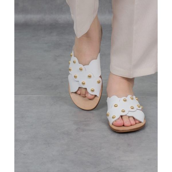 サンダル 「FABIO RUSCONI/ファビオルスコーニ」スタッズ クロスベルト フラット　サンダ...