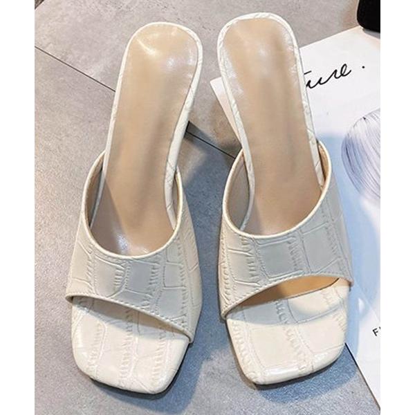 サンダル クロコレザー調ミュールパンプス レディース