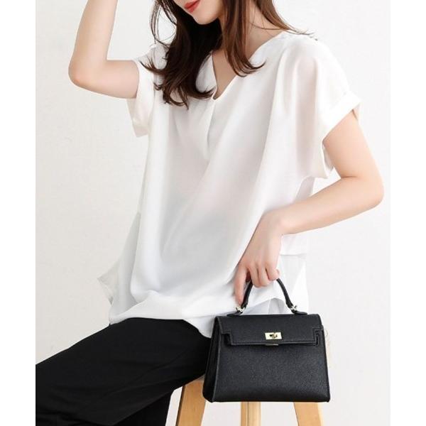 ブラウス シャツ バックプリーツデザイン透け感半袖トップス レディース