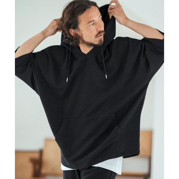 パーカー mpa3761-Textured Knit-Like Fabric Skipper Des...