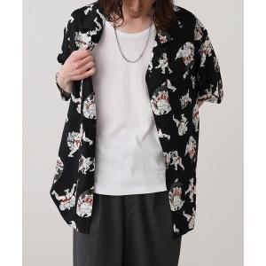 シャツ JUNGLE STORM/ジャングルストーム H/S，和柄レーヨンシャツ シャツ メンズ レディース