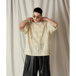tシャツ ムラ染め クラッシュプリーツ H/S クルーネック プルオーバー メンズ レディース