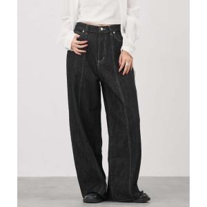 マルチサイズ ジーンズ デニム デニムパンツ 切替パターンワイドデニム レディース