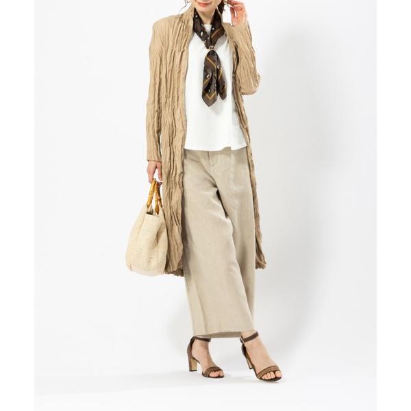 コート アウター ワッシャー加工フレンチリネンテーラーライトコート レディース