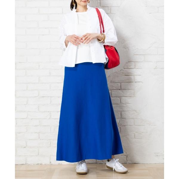 スカート ロングステープルコットン総針フレアスカート