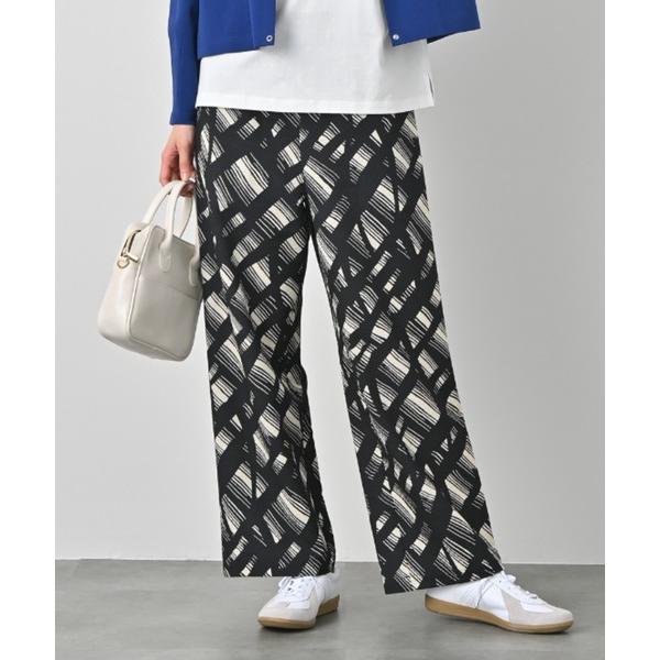 パンツ ワッシャーポリエステルプリントパンツ レディース