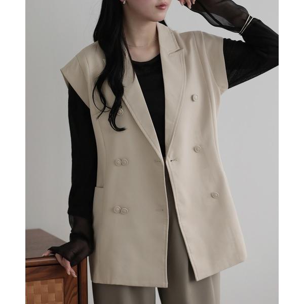 ベスト ジレ ダブルボタンテーラージレ レディース