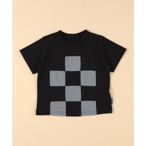 ベビー ギンガムチェック使い パッチワーク半袖Tシャツ(ベビーサイズ)