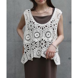 ベスト ジレ クロシェ編みベスト レディース