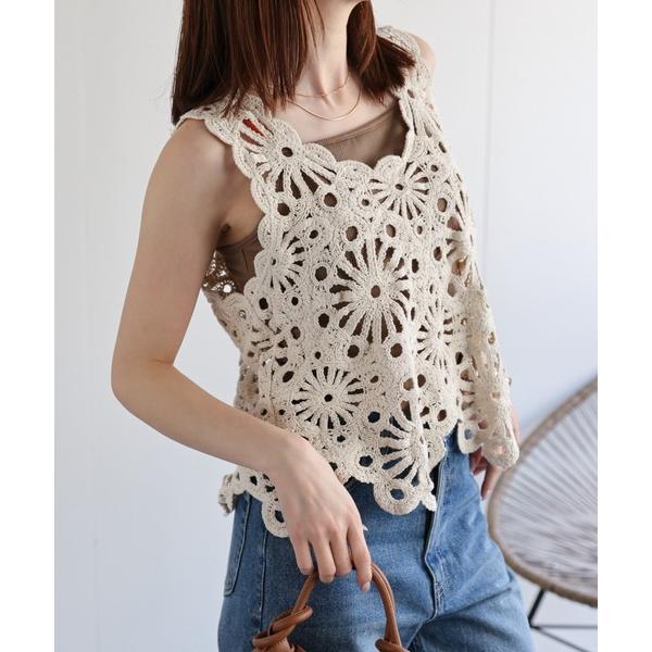 キャミソール クロシェ編みビスチェ