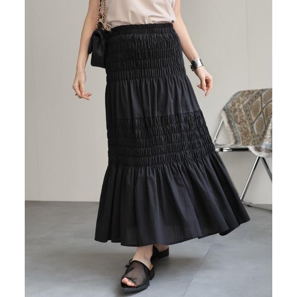 スカート シャーリングティアードスカート/春夏