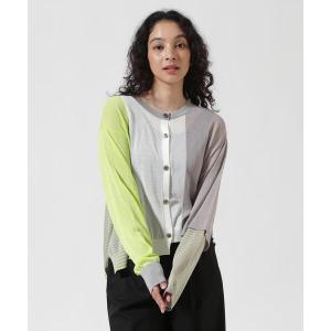 カーディガン AULA AILA/アウラアイラ/別注カラーブロックシアーニットカーディガン レディース