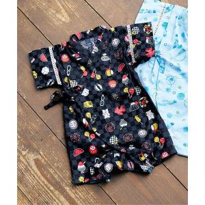 ベビー服 ロンパース 「リンク」アプレのはんなりBOYSベビー甚平ロンパス