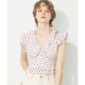 ブラウス シャツ ランダムハートフリルブラウス レディース