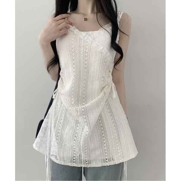 ワンピース Y2K   「垢抜けレイヤードアイテム」パッチワークコットンキャミワンピース