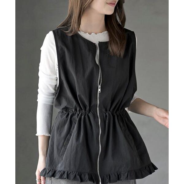 ベスト ジレ ナイロン裾フリルＺＩＰベスト レディース