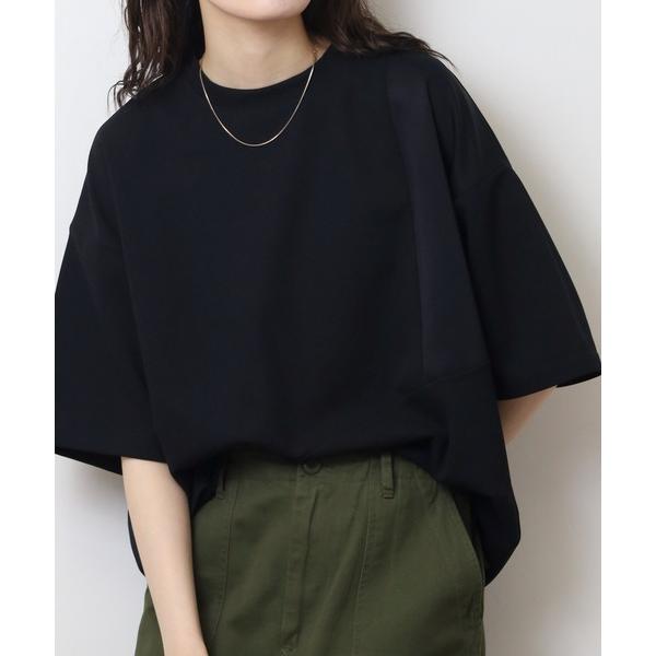 tシャツ 吸水速乾　UVカット　ストレッチ　ワイドシルエット　梨地　カットジョーゼット　デザイン　切...