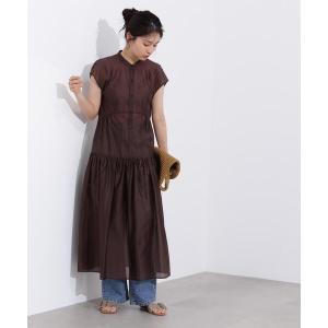 ワンピース バンドカラーシアーワンピース