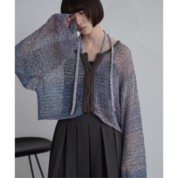 カーディガン 透かし編みシアーカーディガン レディース