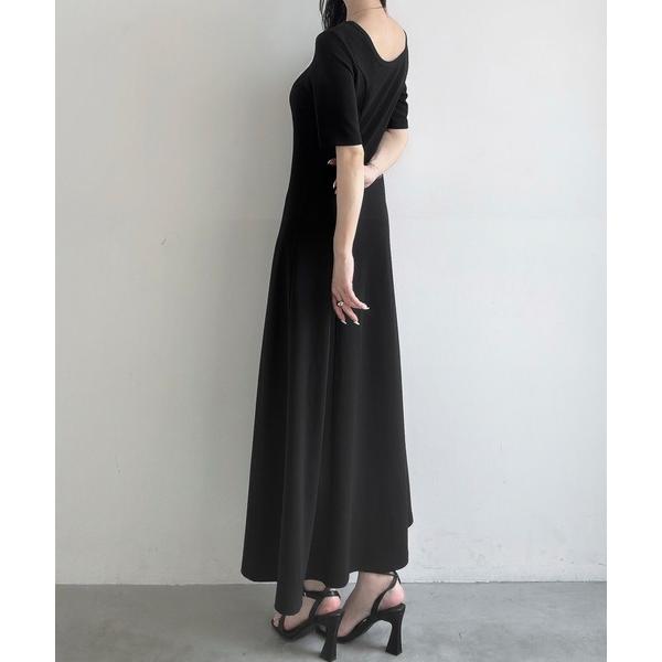ワンピース バックオープンフレアカットワンピース「ペチワンピースセット」