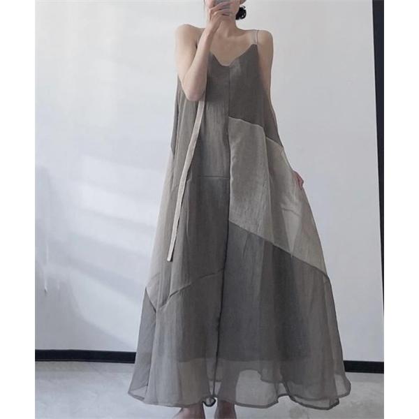 ワンピース バイカラー切り替えマキシキャミワンピース