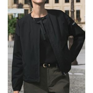 ジャケット ノーカラージャケット UVカット 撥水ラウンドネックジャケット レディース
