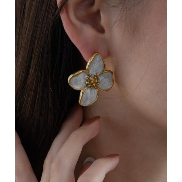 ピアス 金属アレルギー対応 ホワイトフラワーモチーフピアス レディース
