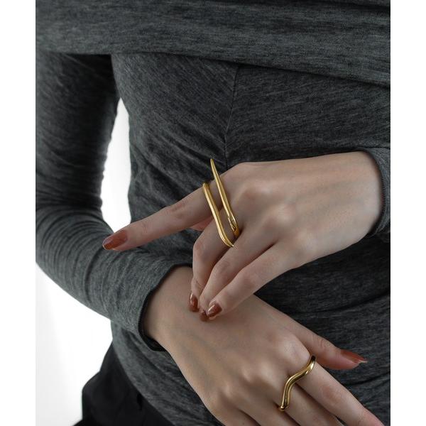 指輪 リング 金属アレルギー対応 エッジダブルフィンガーリング レディース