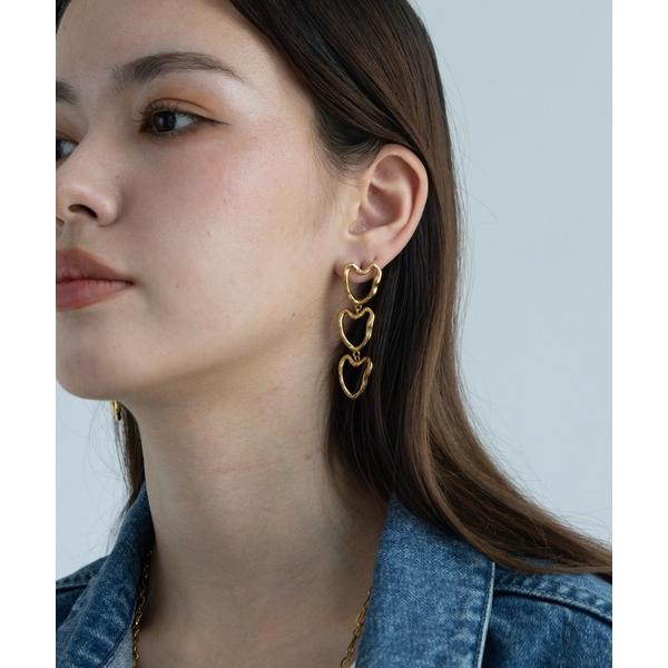 ピアス 金属アレルギー対応  オープンハートチェーンピアス レディース