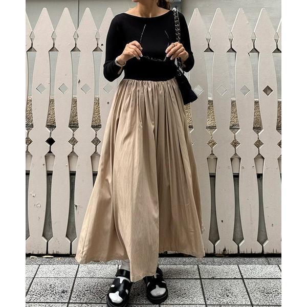ワンピース ボートネックリブ切替ワンピース「低身長・小柄女性向け」