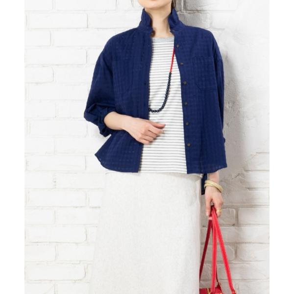 ブラウス シャツ CANCLINI社製スーピマコットン100％セミリアーチェックラウンドネックシャツ...