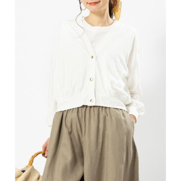 カーディガン コットンリネンジャージークロップドカーディガン レディース