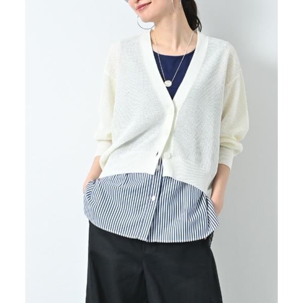 カーディガン ざっくりニットカーディガン｜麻混 リネンライク 羽織 ゆったり 体型カバー サマーニッ...