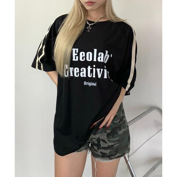 tシャツ サイドラインフロントロゴビッグTシャツ 男女兼用 ラグランスリーブ メンズ レディース