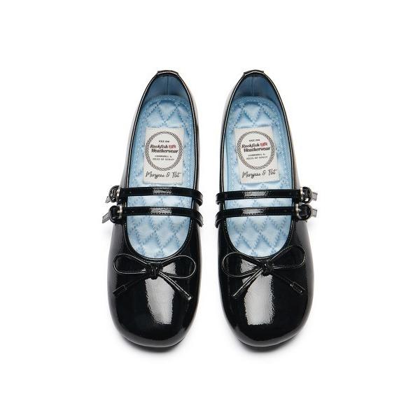 バレエシューズ パンプス SQUARE TOE TWO STRAP MARYJANE(ENAMEL)