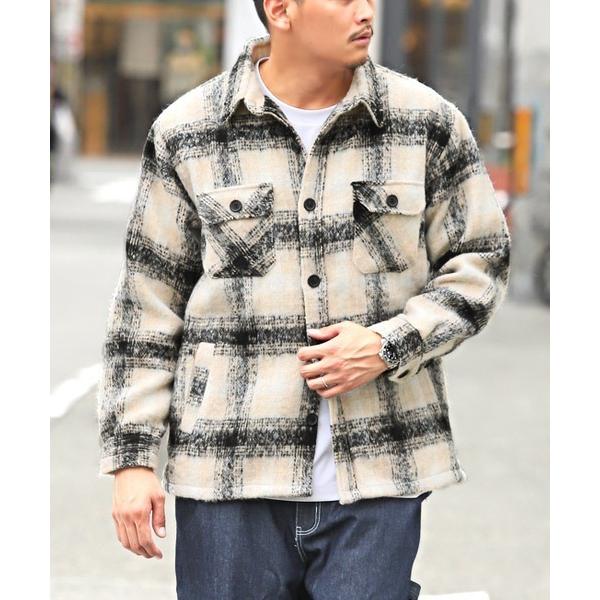 ブルゾン アウター 起毛チェック柄シャツジャケット メンズ レディース