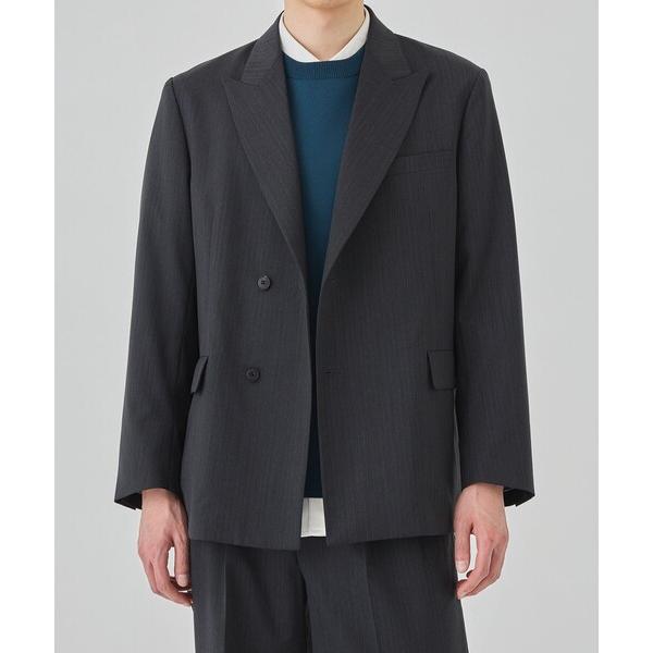 ジャケット テーラードジャケット シャドーストライプダブルジャケット　ストレッチ｜形状安定性｜防シワ...