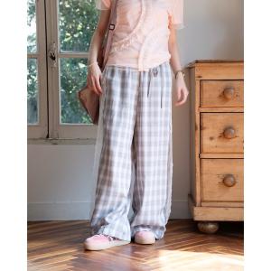 パンツ plaid lace pants レディース