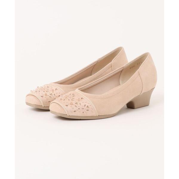 パンプス レーザーカットスクエアトゥパンプス