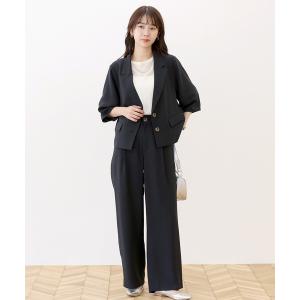 セットアップ 杢調ツイルランタンジャケットセットアップ レディース