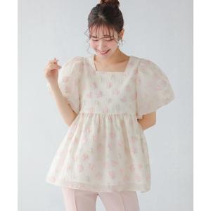 Fit more（フィットモア） シアージャガード花柄パイピングトップス