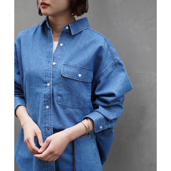 ブラウス シャツ ミドルオンスデニムシャツ/オフィスカジュアル/秋服 レディース