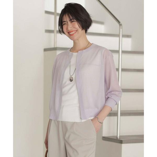 ブルゾン アウター 「洗える」SHEER LIGHT ニット ブルゾン レディース