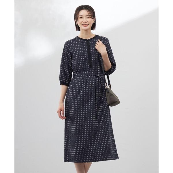 ワンピース 「洗える」ジオメトリックプリント ワンピース
